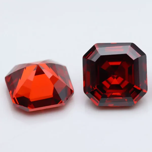 garnet color asscher cut cubic zirconia stones best quality