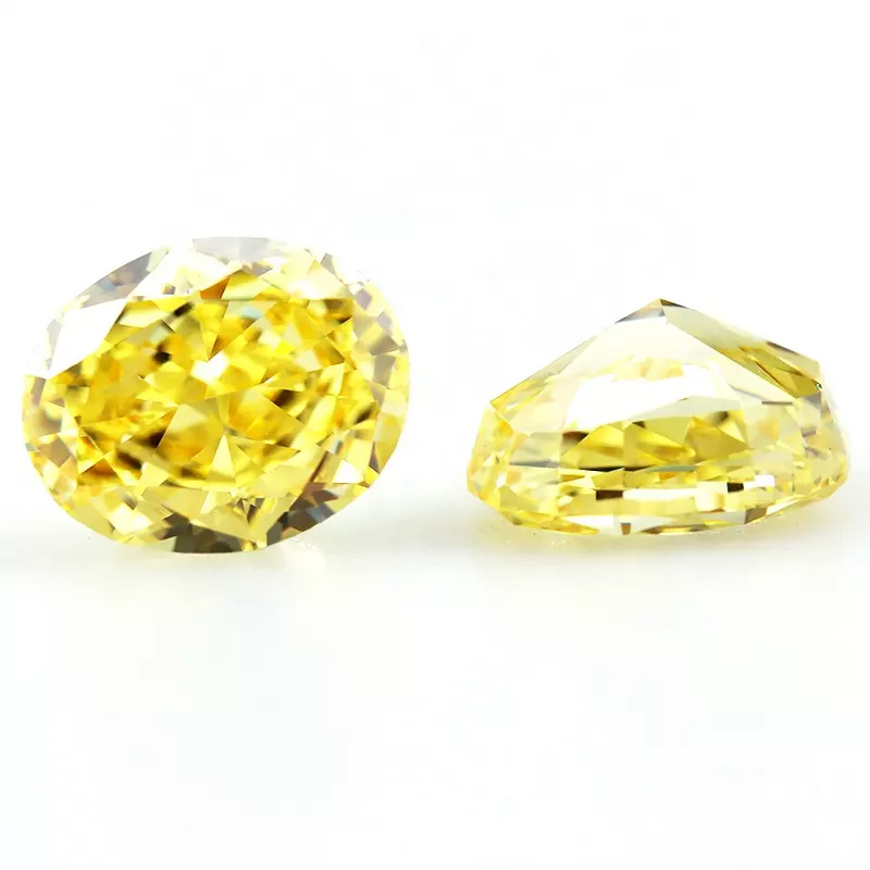 canary yellow crushed ice oval cut cubic zirconia supplier