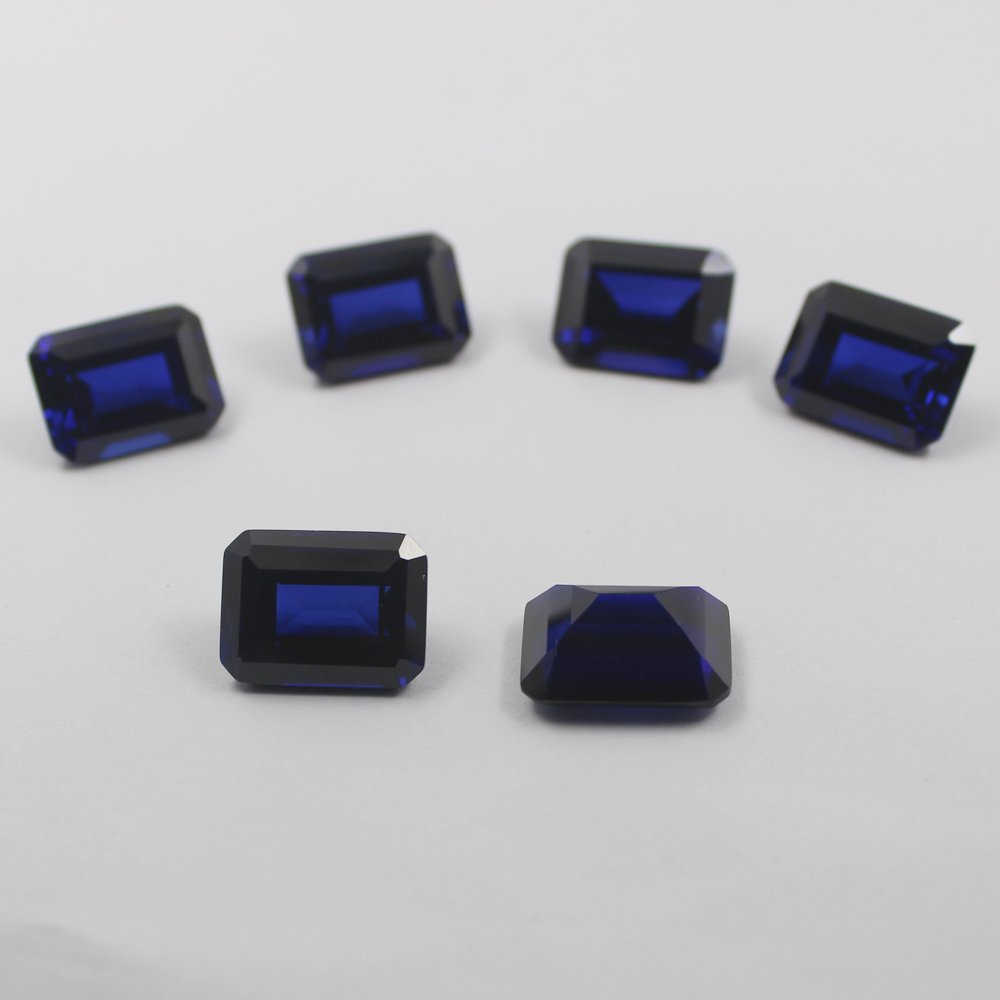 lab created blue sapphire emerald step cut wholesale price