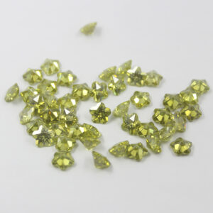 Peridot Yellow Cinquefoil Flower Cut Cubic Zirconia Stones wholesale price