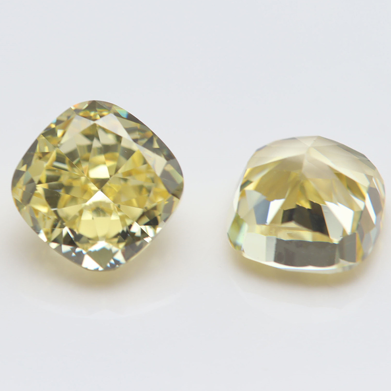 canary yellow crushed ice cushion cut cubic zirconia supplier