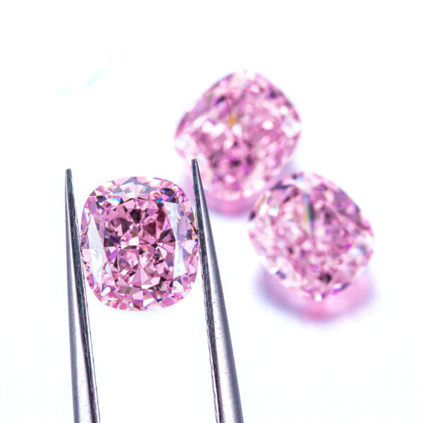 pink crushed ice rectangle cushion cut cubic zirconia supplier