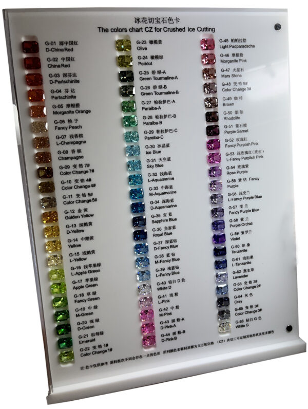 The Colors Chart CZ for Crushed Ice Cutting Wholesale Price