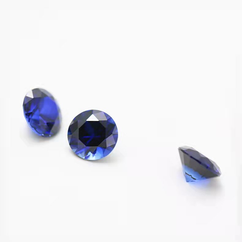 lab created blue sapphire round cut manufacturer