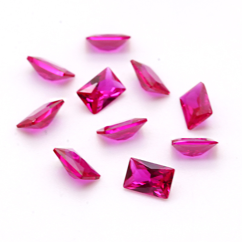 synthetic ruby#5 rectangle princess cut supplier