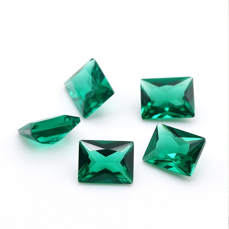 rectangle shape green nano gemstones